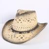 Popular European and American Classic Hollow Western Cowboy Hat Men's and Women's Fashion Vacation Breathable Sunshade Straw Hat