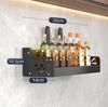 Metal Kitchen Shelf No-Punch Large Capacity Storage Kitchen Utensils Skeletonized Drainage Design Easy to Clean Black