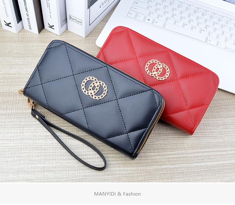 Dámská dlouhá peněženka s dvojitým zipem: Velkokapacitní psaníčko a brašna na mobilní telefon