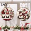Winter Home Ornaments Christmas Wooden Hanging Sign, Gnome Snowman Angel Candle 2D Wood Plaque, Entrance Sign Vintage Xmas Wall Door Hanger for Porch