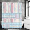 Blue Pink Striped Stars and Moon Shower Curtain, Bathroom Decorative Shower Curtain, Waterproof Shower Curtain with Hooks