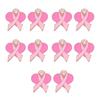 10Pcs Cancer Awareness Brooch Pink Alloy Ribbon Pin Kite Shape Brooches Lapel Pin with Back Clasp For Clothing Dress Bag