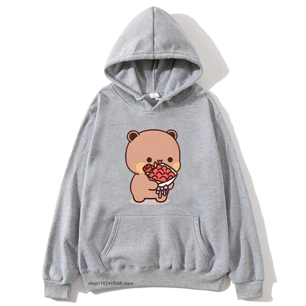Cute Dudu Is Welcome Home Bubu Hoodies for Women Cute Panda Bears Sweatshirts Couple Clothes Men Kawaii Girls Pullover