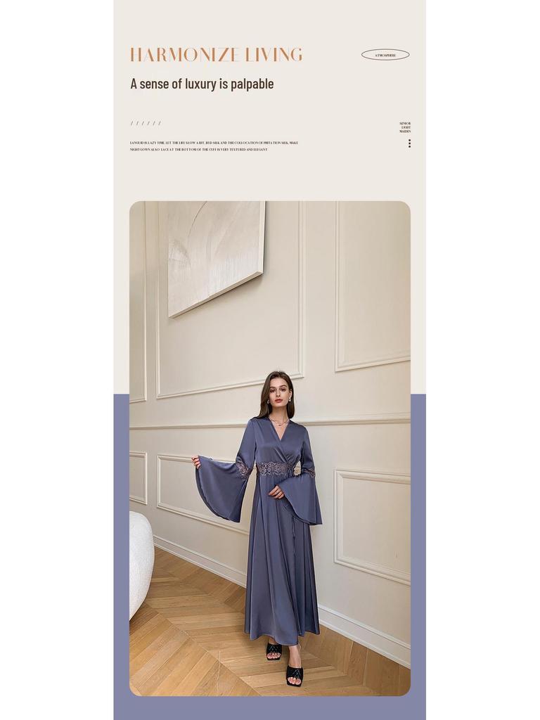 Yaoting Women's Satin Lace Backless Pajamas - Spring/Summer Lightweight Ice Silk Homewear 2700