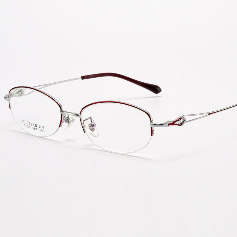 Women's Elegant Ultralight Pure Titanium Half-Rim Glasses for Myopia, Astigmatism, or Reading
