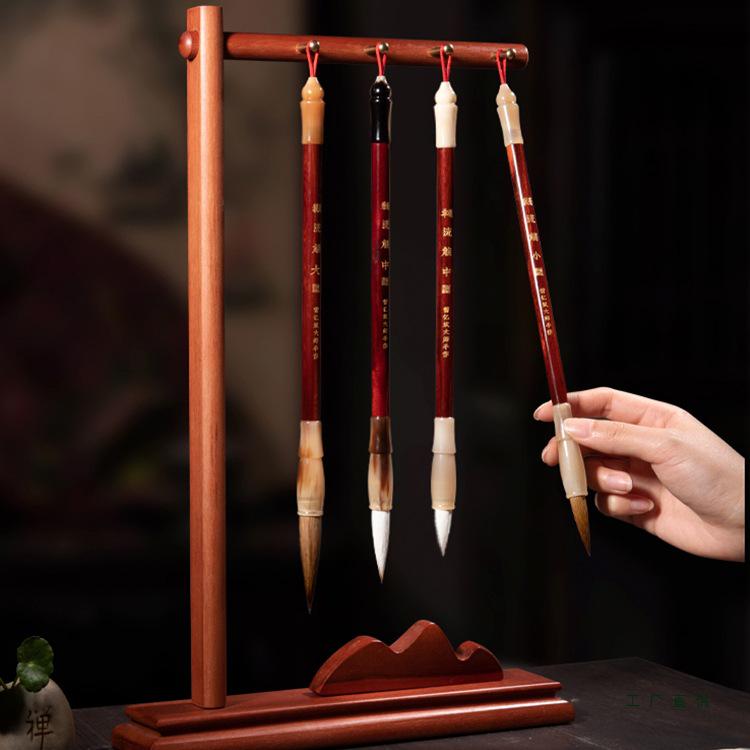 Solid Wood Calligraphy Brush Stand: Multifunctional Brush Holder for Beginners