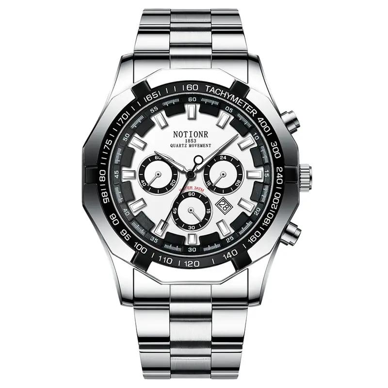 

Роскошные мужские спортивные часы Модные мужские деловые из нержавеющей стали Водонепроницаемые кварцевые наручные часы Календарь Светящиеся часы Reloj Hombre