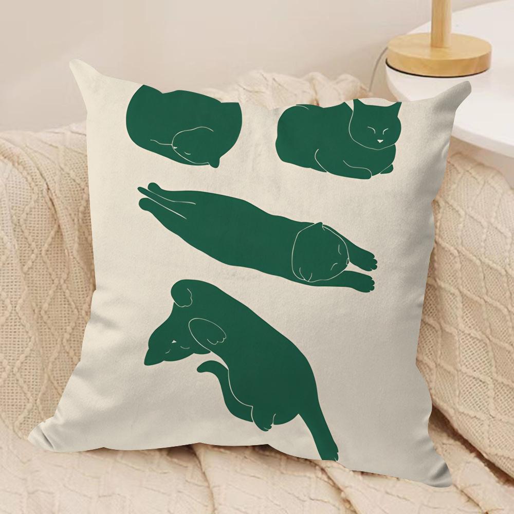 Minimalist Sleepy Kittens Cute Cushion Cover Short plush Doublesided Print Square Throw Pillow Covers Sofa Home Cushion Decor 30x30cm
