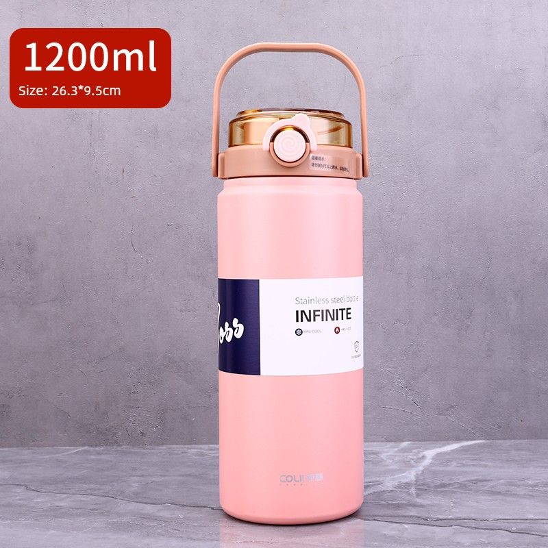 316 Stainless Steel Student Straw Water Cup, Popular Large-Capacity Thermos Cup, Outdoor Fitness Travel Water Bottle for Men and Women