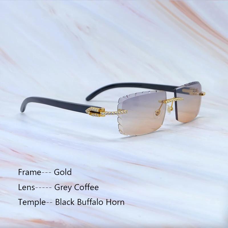 Buzlu Out Güneş Gözlükleri Elmas Kesim Şık Rhinestones Carter Siyah Manda Boynuzu Lüks Gözlük Vintage Güneş Gözlükleri Y2K Dekorasyon