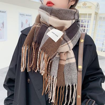 Luxus Kaschmir Damen Schal Frühling Winter Plaid Cappa Opera Cape Wraps Weibliche Tippet Bandana Schals Kopftuch