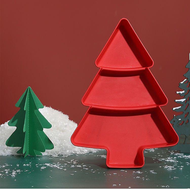 Christmas Tree Plate Snacks Fruit Plate Christmas Fruit Plate Divided Tableware Christmas Tableware Children's Anti Drop