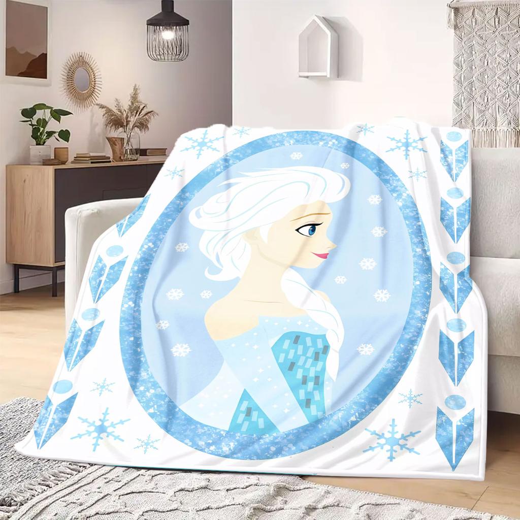 Frozen Cartoon Print Flannel Blanket for Bedrooms Chairs Picnics Travel Sofas Beds Home Decor Extra Large Gift