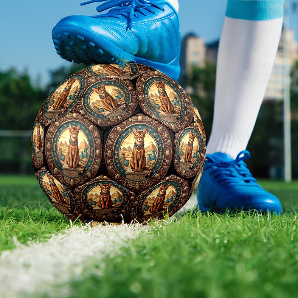 Egyptian Cat Art Round Football Size 5 Adult Ball Suitable for Training Matches and Outdoor Team.