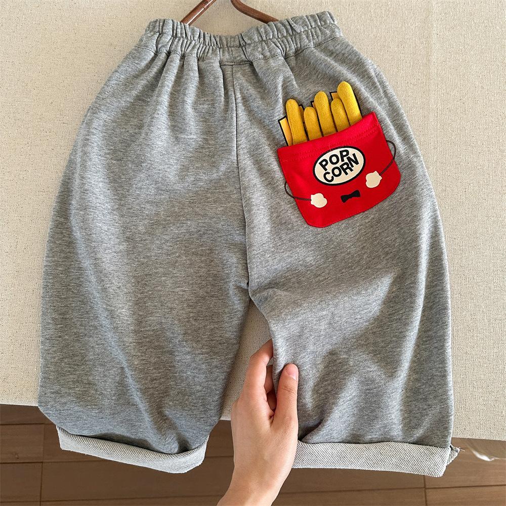 Boys Spring Autumn Cartoon Fries Print Sweatpants Striped Casual Joggers 80