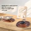 Support de téléphone en métal Support Rotation à 360 degrés Ergonomique Pliable Portable Base en bois de noyer Port de chargement inclus
