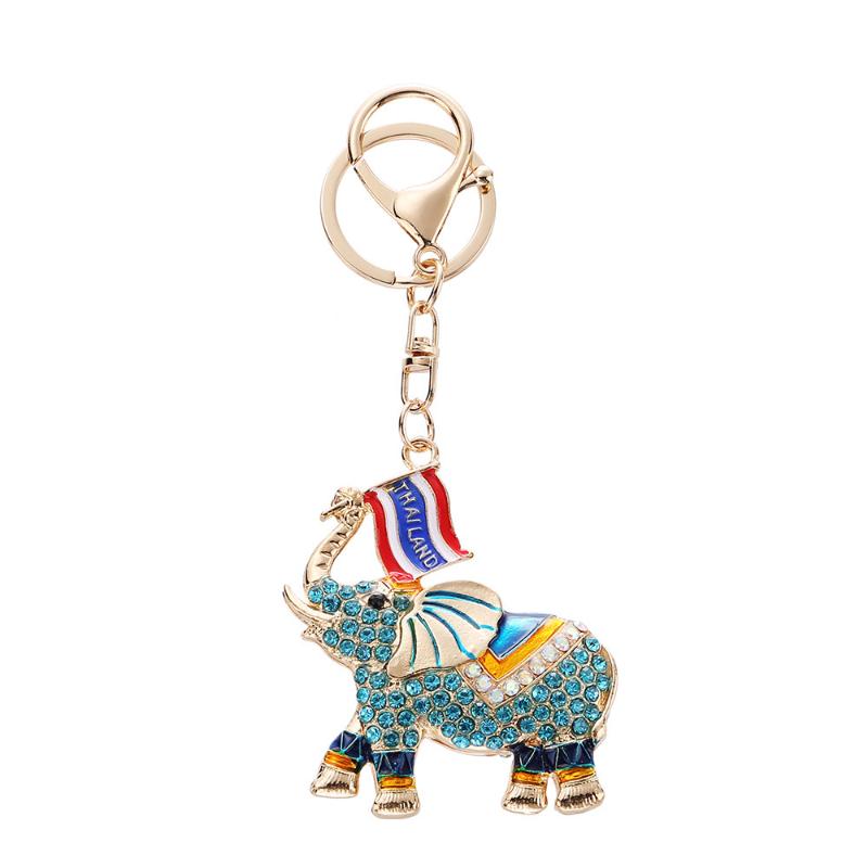 Fashion Rhinestone Elephant Keychains Cute Animal Keyrings Car Key Chain Women Bag Charm Pendant Jewelry