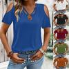 2025 Women's Solid Color Off-Shoulder Loose V-Neck Short Sleeve T-Shirt