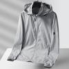 Summer Outdoor Sun Protective Coat Hooded Long Sleeve Zipper Placket Coat Solid Color 360-Degree Coverage Ice Silk Anti-UV Outerwear