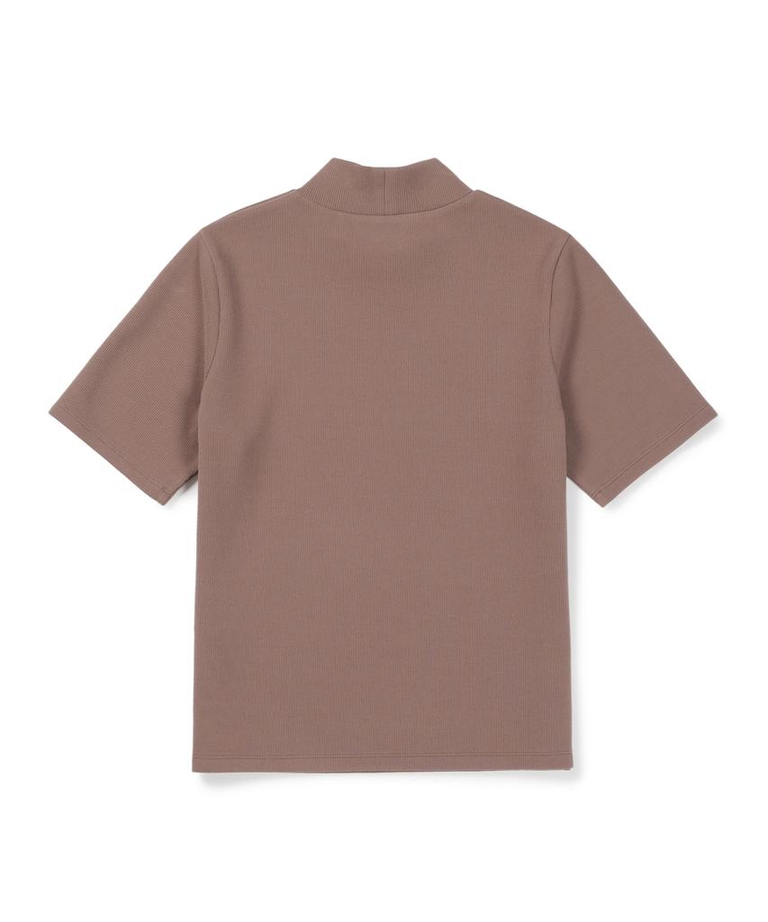 SNOWPEAK APPAREL Ribbed Women'S Mock Neck Short Sleeve T-Shirt (S26Fwfts31) Smog Pink
