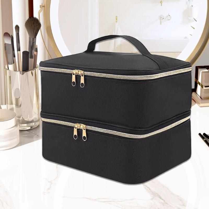Large Compartment Nails Polish Storage Organizers With EVA Lined Interior Fit Bottles Polish Tool Lamp Travel Case