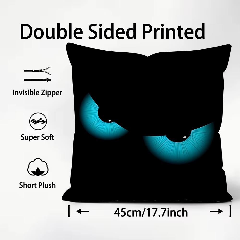 Black Emoticons Cool Cushion Cover Plush Fabric Soft DoubleSided Printed Sofa Warm Winter Home Child Gift Pillow Case