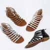 Sandales croisées pour femmes, chaussures romaines simples d'été pour vacances en bord de mer, nouvelles chaussures rétro à dos plat avec fermeture éclair ethnique bohème