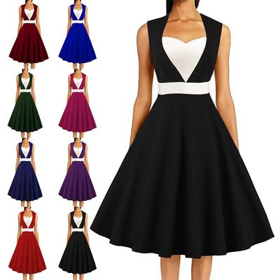 Damenbekleidung Herbst schwarz-weiß kontrastierende Farbe kreatives Kleid heißes Kleid Kleid