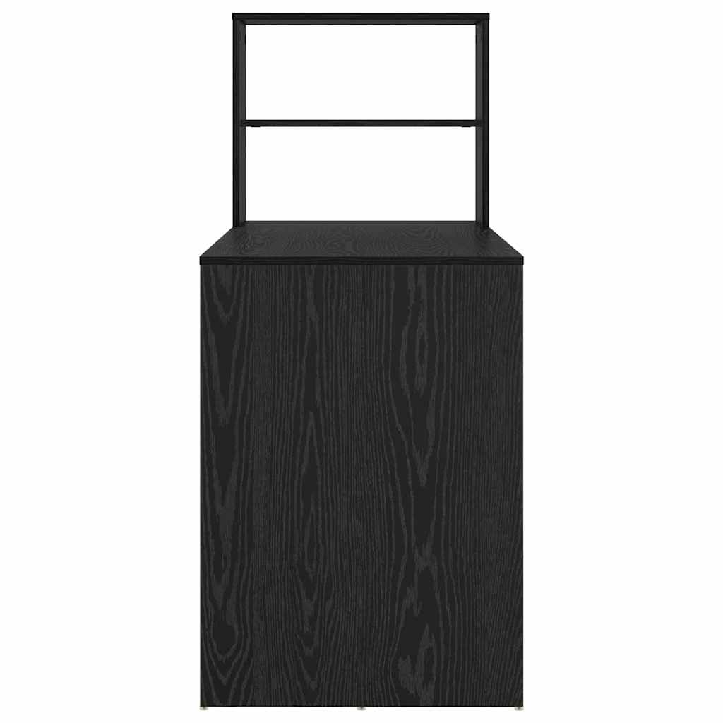 Desk with Shelf Black Oak Effect 113 x 54 x 120 cm