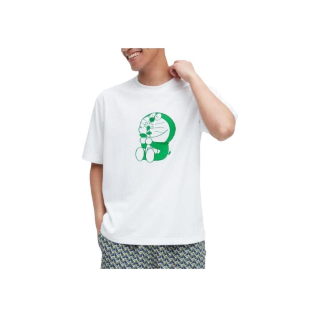 Uniqlo X Doraemon Collaboration SS23 Short Sleeve T-Shirt With Doraemon Print On The Chest Unisex Tops White 461096-00