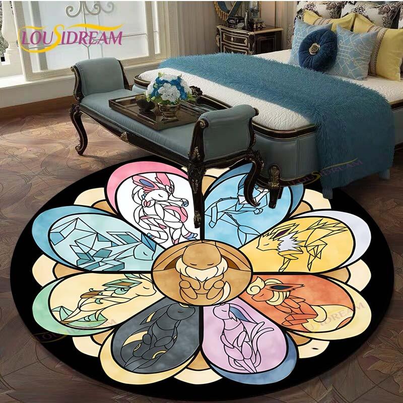 

Round Carpet for Living Room Rugs Bedroom Children PIkachu Carpet Bath Mat Cartoon Pokemon Print Floor Mat Children Room Rug 60cm