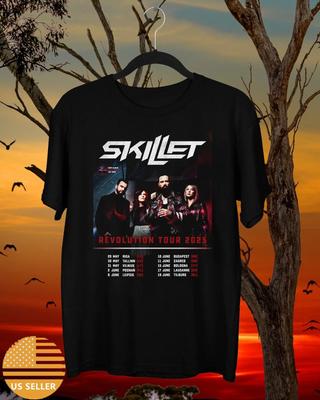 Skillet Band Revolution Tour Černé Bavlněné Tričko Plná Velikost S-5XL KK2301