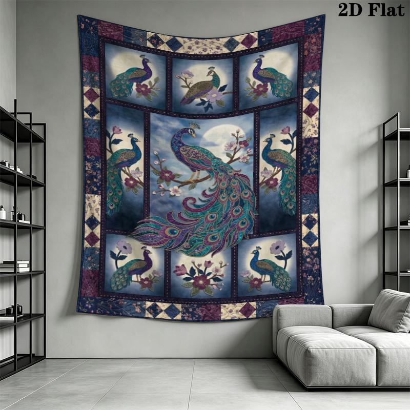 Peacock Wall Tapestry Aesthetic Wall Hanging Printed Fabric Blanket Decorative Tapestries for Bedroom Living Room Home Decor