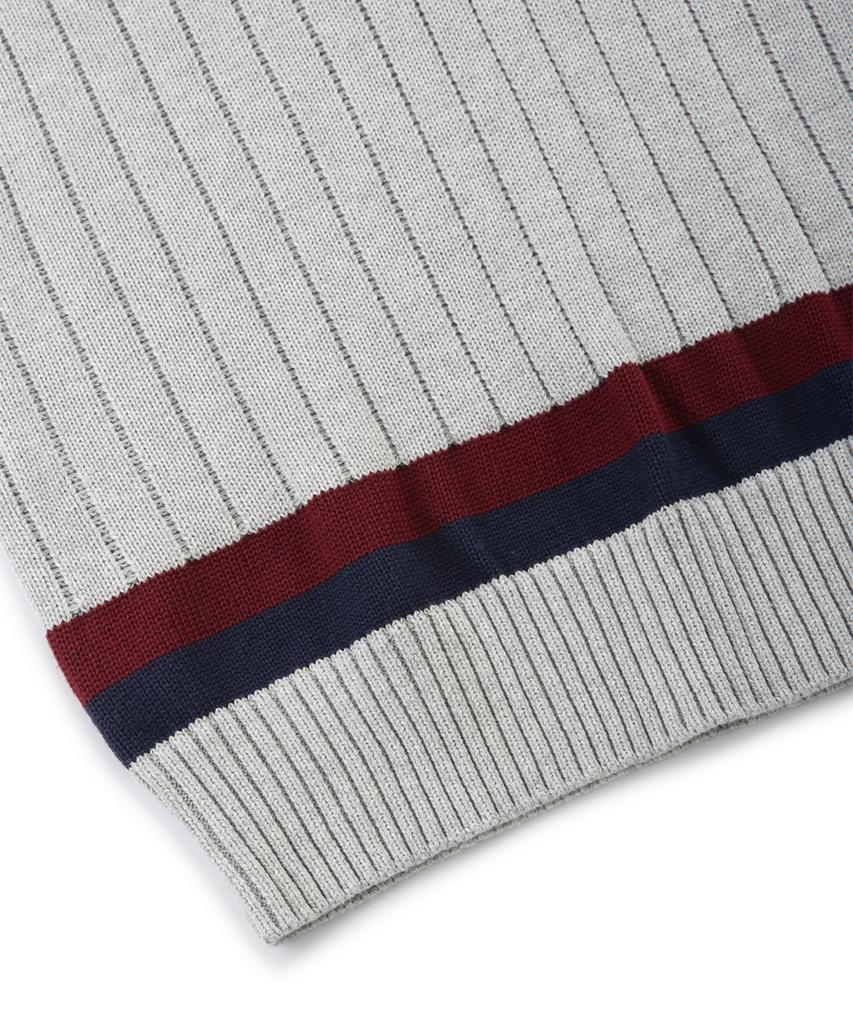 BROOKS BROTHERS Cotton Tennis V-Neck Sweater (Grey) (Bbwtmf8474Wes)