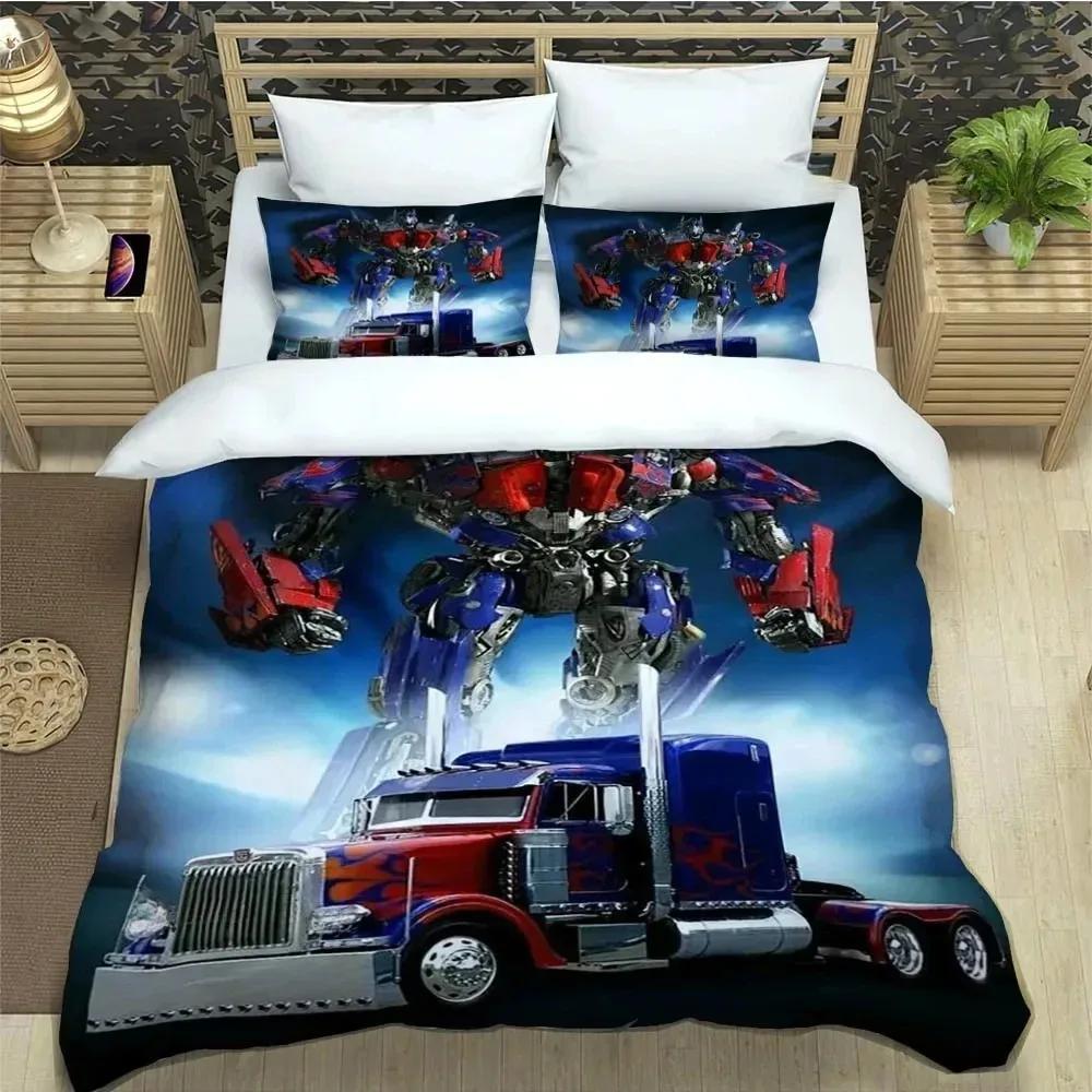 Popular Duvet CoverTransformers Theme , Microfibre Bedding Sets, with Zip Room Decor for Teenagers Adult Duvet Cover 3-Piece
