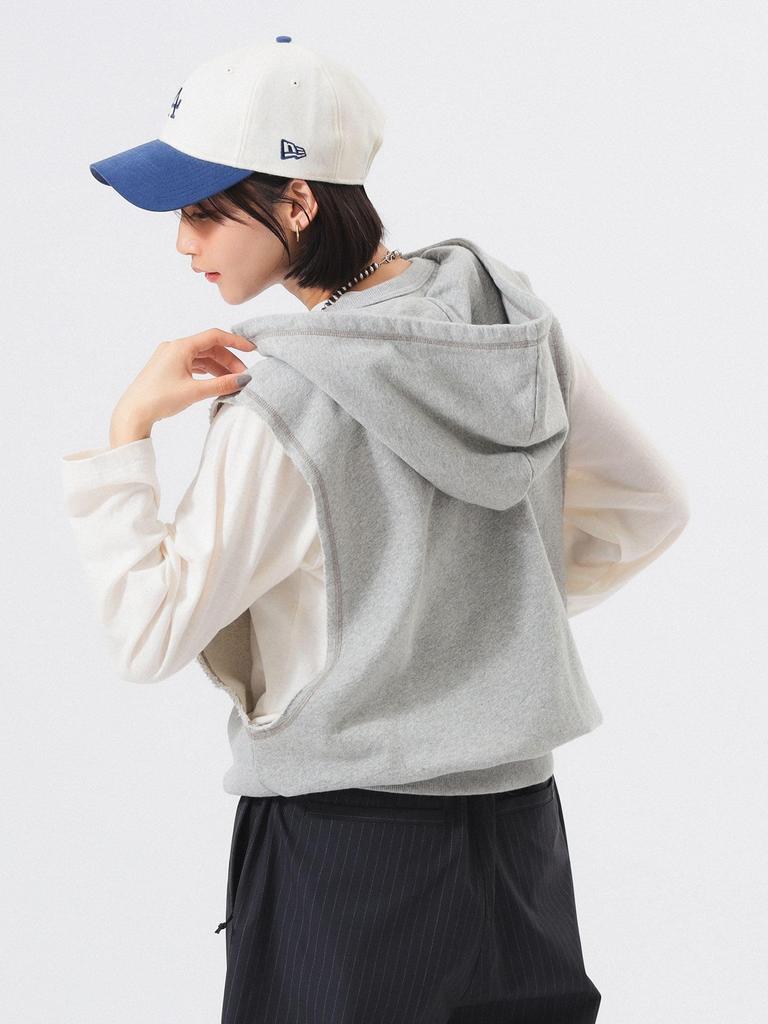 Beams Boy Women's Sleeveless Full-Zip Hoodie, T.GREY, One Size