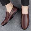 Frühling Herbst Herren Casual Slipper Herren Slipper Schuhe Rindsleder Mocasines Hombre Schwarz Slip-On Italienische Herrenschuhe Flach Fahren