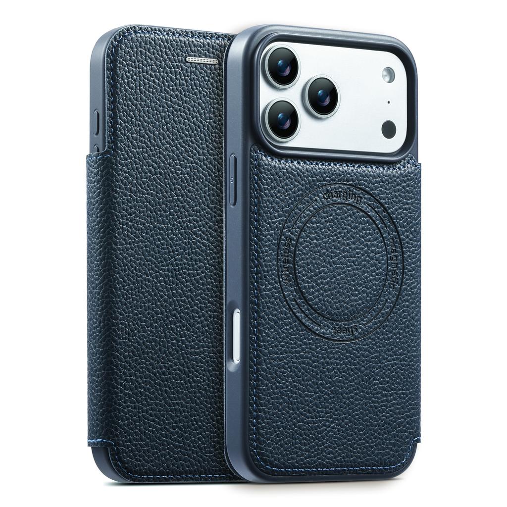 Luxury Business Magnetic Flip Cards Solt Leather Phone Case for iPhone 17 Pro Max 16 15 14 13 Shockproof for Magsafe Slim Cover