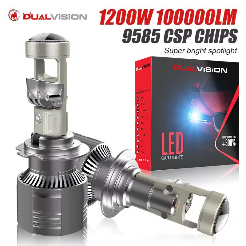 

1200W H4 H7 Led Canbus Projector Lens H11 9005 HB3 9006 HB4 Mini Projector Lens Auto Car Light H7 6000K Fog Lamp 12V LHD 2Pack Mini Projector Lens