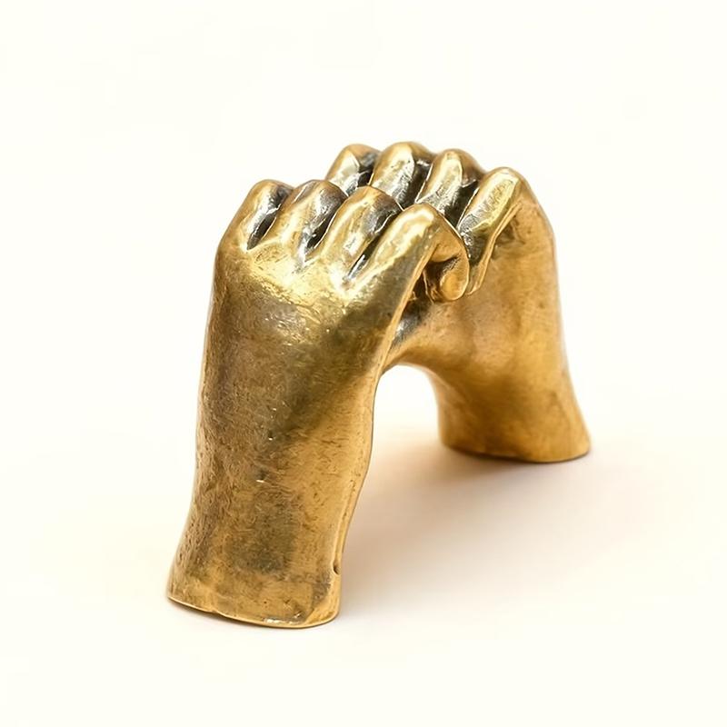Vintage Brass Heart-Shaped Hand Statue, Love Hand Sculpture Model Ornament Home Office Desktop Decor