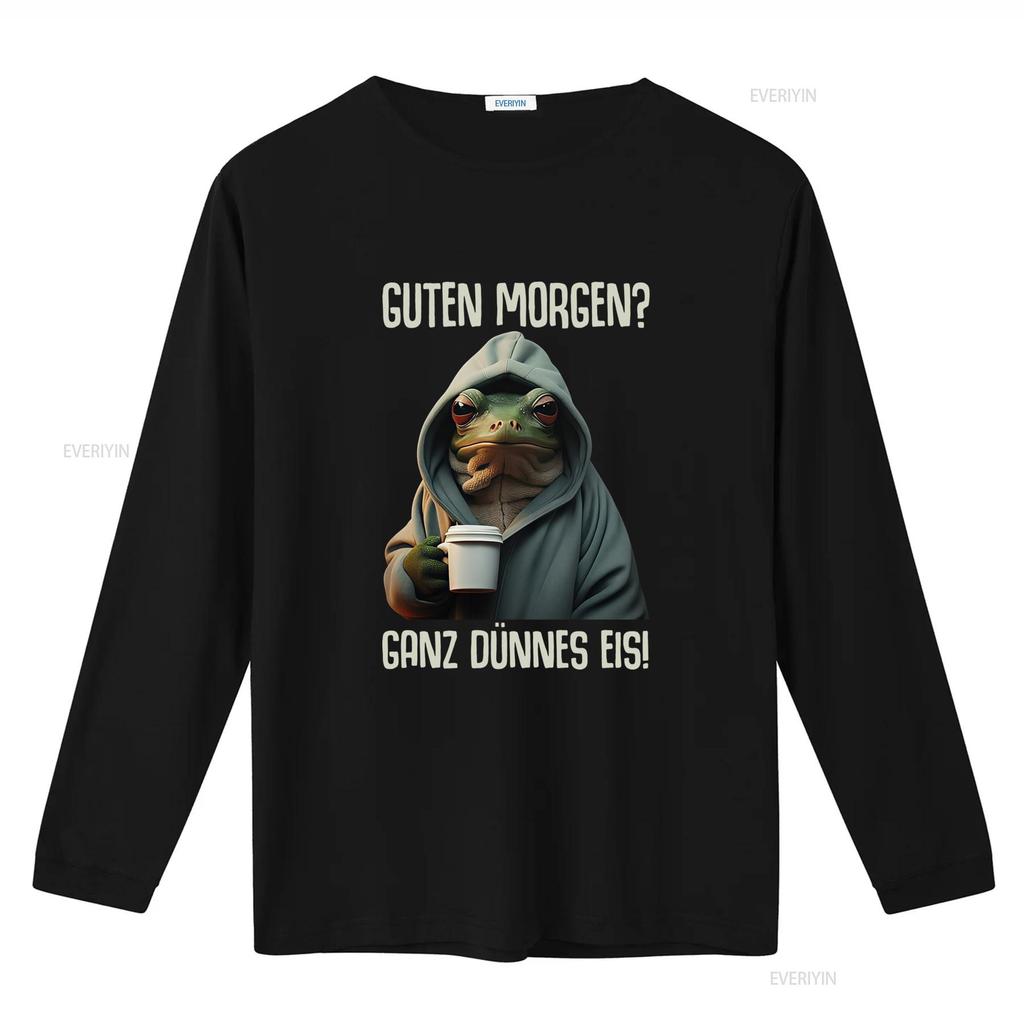 Good Morning Guten Morgen Funny Frog Coffee Quote T Shirt Premium With Look Design vintage Washed Stretched Casual homme