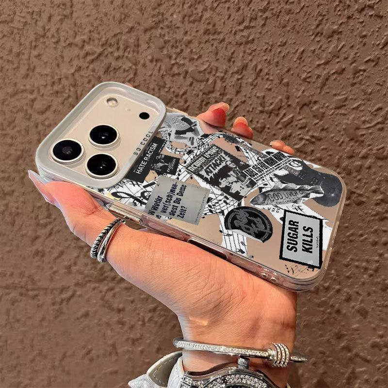 Guitar Newspaper Pattern Creative European Style Shockproof Hard Phone Case For Apple Iphone