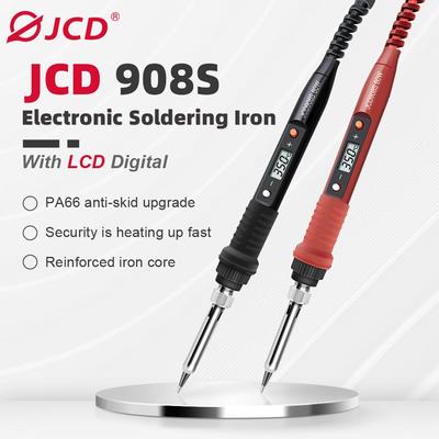 JCD Electric Soldering Iron 80W Adjustable Temperature LCD Welding Tool Ceramic Heater Soldering Iron Head Welding Repair Tools