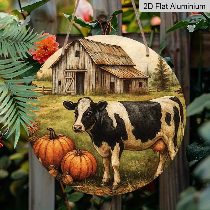 2D Flat 1pc, 8x8 In, 1pc Farmhouse Metal Wall Decor - Aluminum Metal Decorative Signs & Plaques - Vintage Agricultural Sign for Home, Garage, Garden