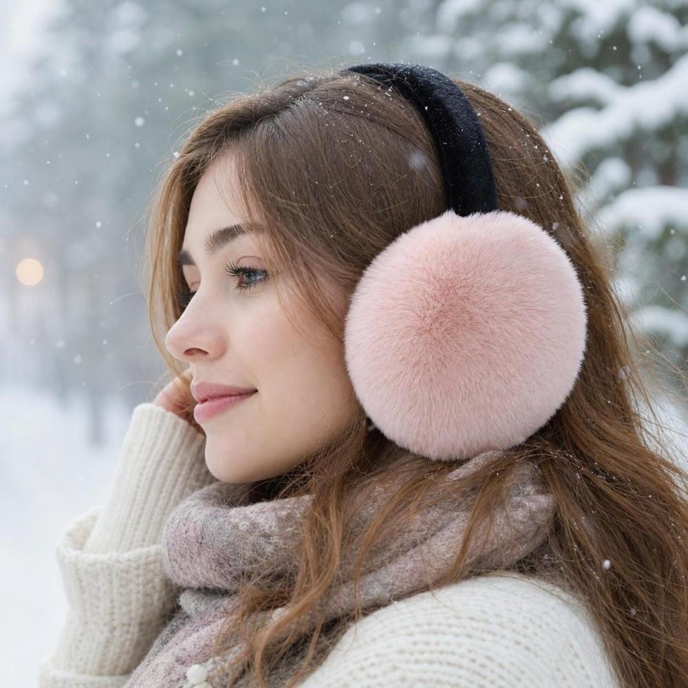 Foldable Plush Ear Warmers Thermal Lining Winter Ear Muffs Fuzzy Fluffy Ear Covers For Women
