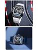 Brand Men's Tonneau-Shaped Mechanical Watch with Pin Buckle