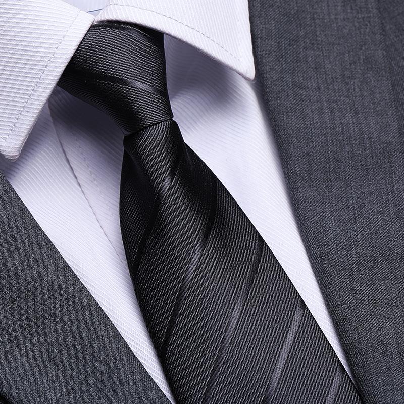 Black No Zipper Men'S Professional Dress Tie Business Casual Wedding Groom Korean Edition One Pull Tie