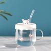 Kawaii Cups Cute Panda Glass Cup With Straw Cap Spoon Coffee Breakfast Cup Beer Mug Cups and Mugs Free Shipping Drinking Glasses