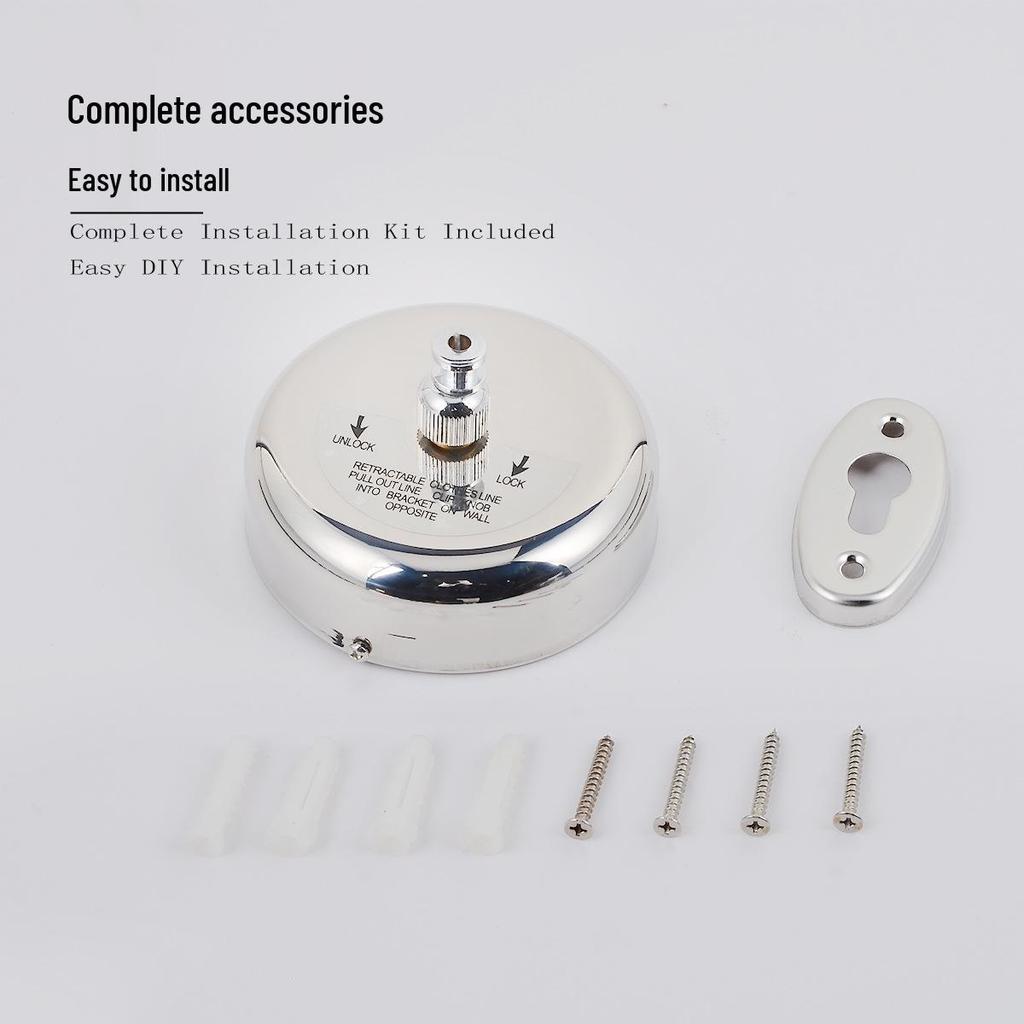 304 Stainless Steel Retractable Clothesline - No-Drill, Invisible Wall Mount, Indoor Nylon Drying Rope