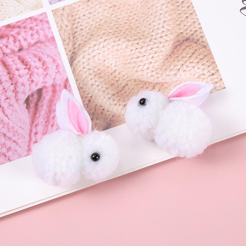 Furry Ball Plush Rabbit DIY Lantern Accessories - Cute Cartoon Hair Clip with Icelandic Wool for Kids, Mid-Autumn Festival.
